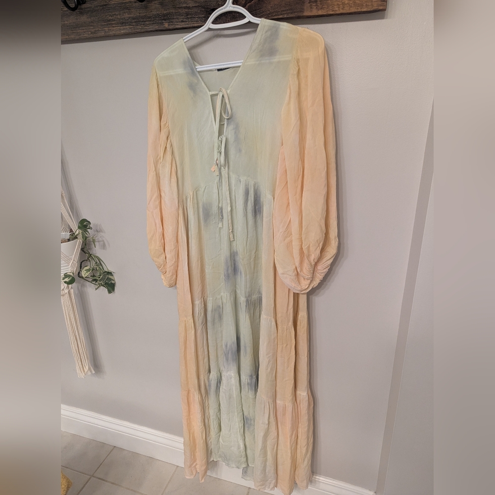 Young Fabulous & Broke Rosa Maxi Dress in Pink Orange & Green Tie Dye